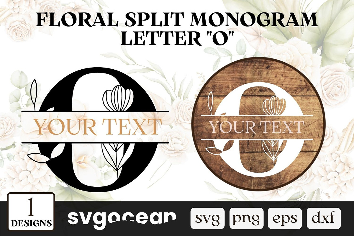 Split Letters Floral Monogram, an Illustration by svgocean