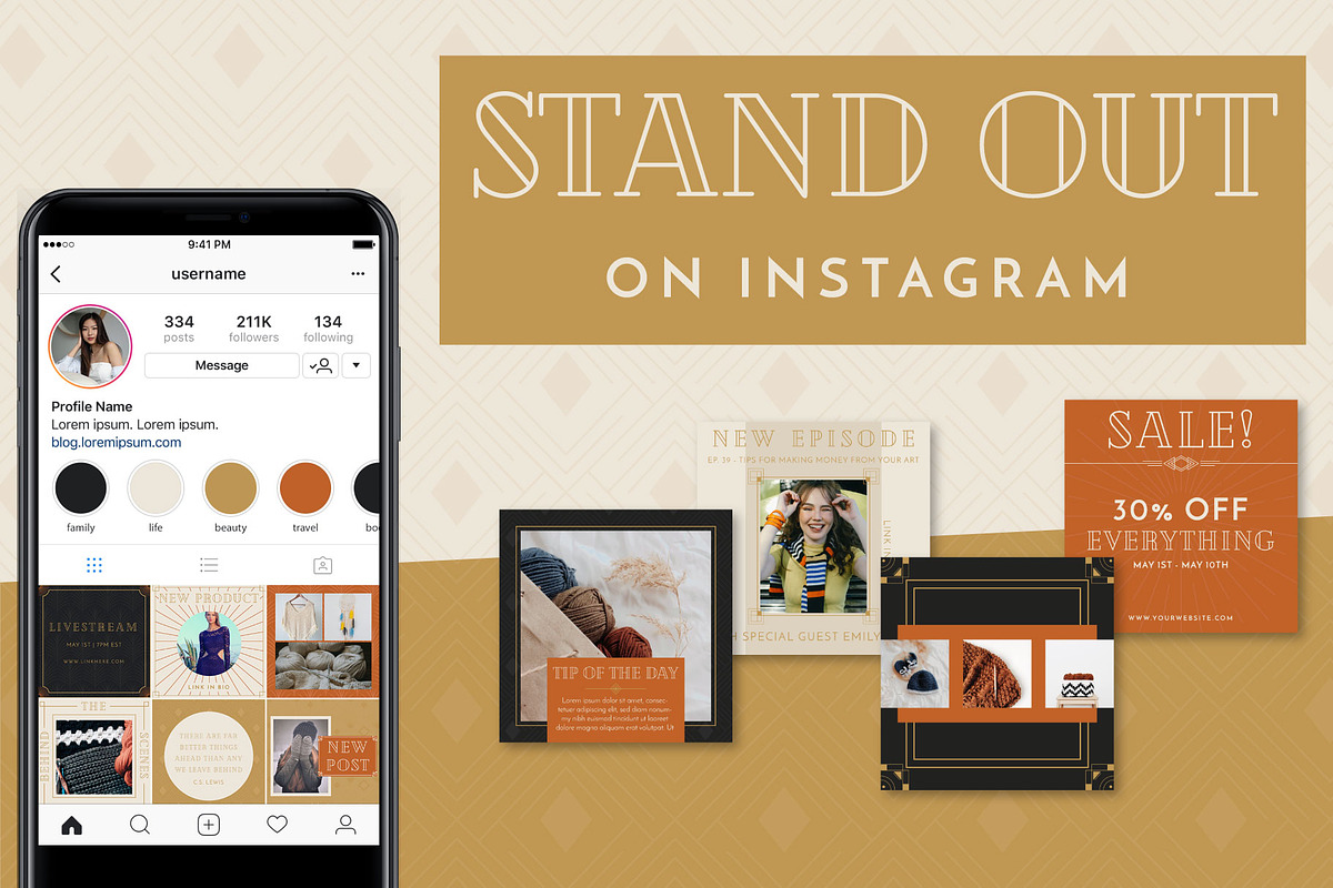 Art Deco Story & Post Templates, a Social Media Template by Liseno Designs (Photo 8 of 8)
