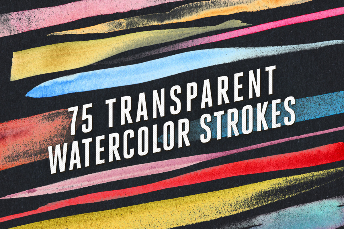 75 Transparent Watercolor Strokes