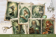 Enchanted Forest Junk Journal Pages, a Background Graphic by Traveling Designer (Thumbnail 3 of 3)