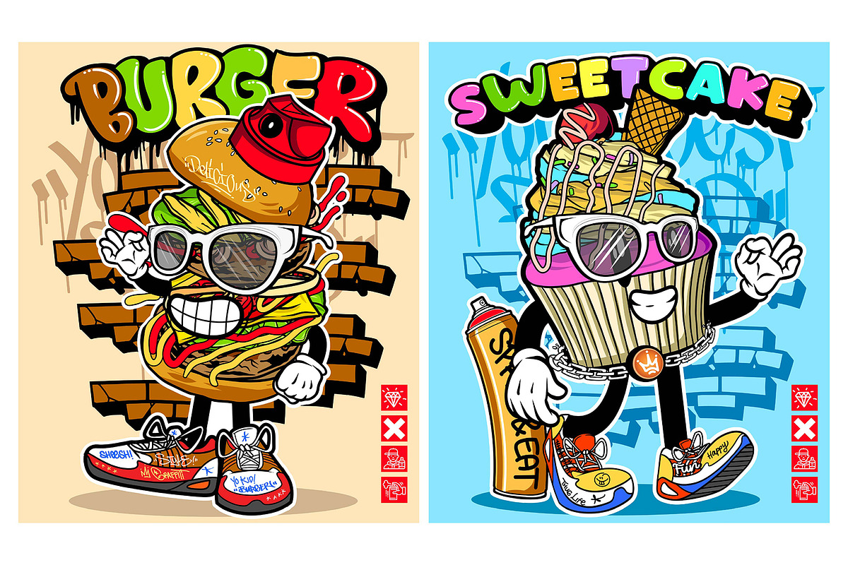 10 Junk Food Graffiti Characters, a Food Illustration by MEAS7 Artwork (Photo 4 of 6)