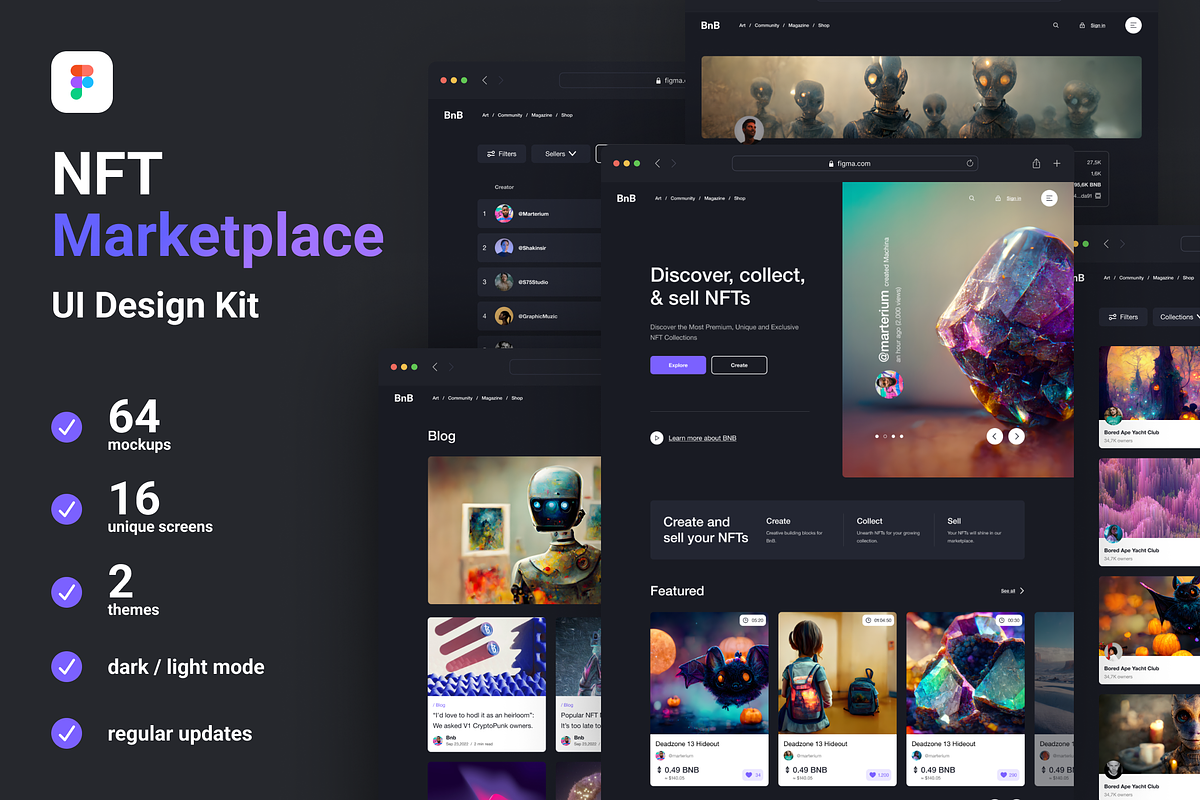 NFT Website, an UI Kit Template by Julia Shagofferova (Photo 1 of 13)