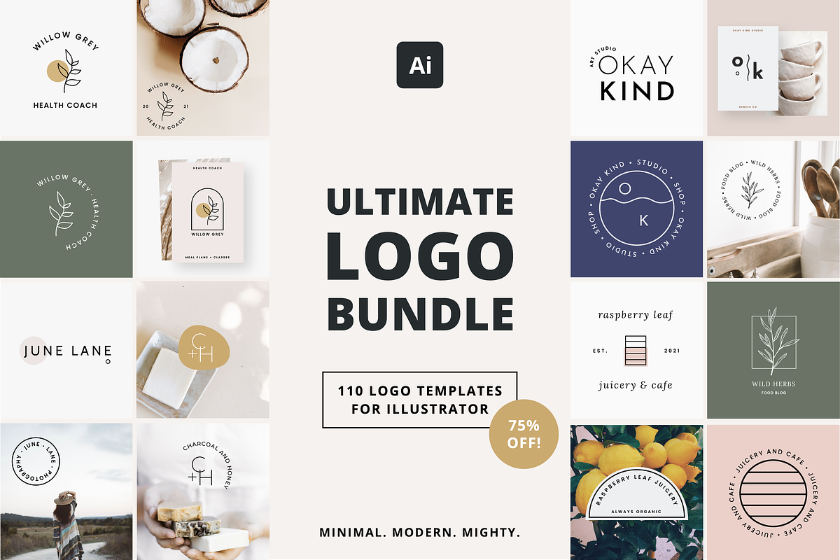 110 Minimal Logo Designs, a Branding & Logo Template by Erin Cassidy (Photo 1 of 22)
