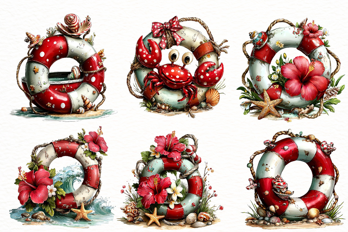 Whimsical Summer lifebuoy Clipart, an Illustration by Designworld (Photo 6 of 8)
