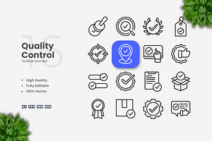 Quality Control Outline Icons, an Outline Icon by Upnowgraphic