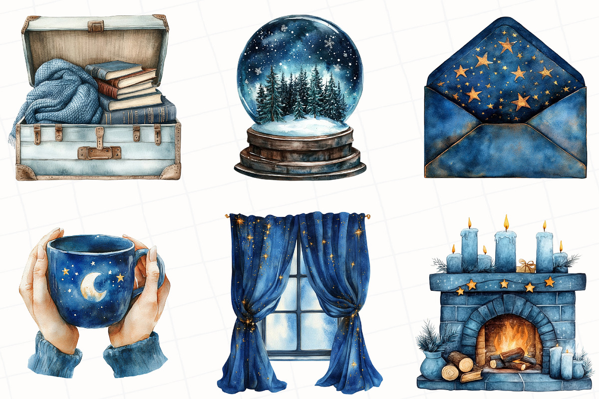 Dreamy Night Cottage Clipart, an Illustration by OK Design (Photo 2 of 5)