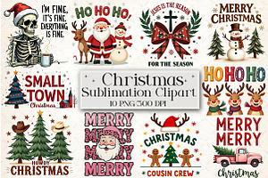 Christmas Sublimation Clipart, an Illustration by Libby Wishes
