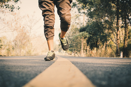 Man running on the road stock photo containing shoes and outdoor, a Sports & Recreation Photo by sawitree