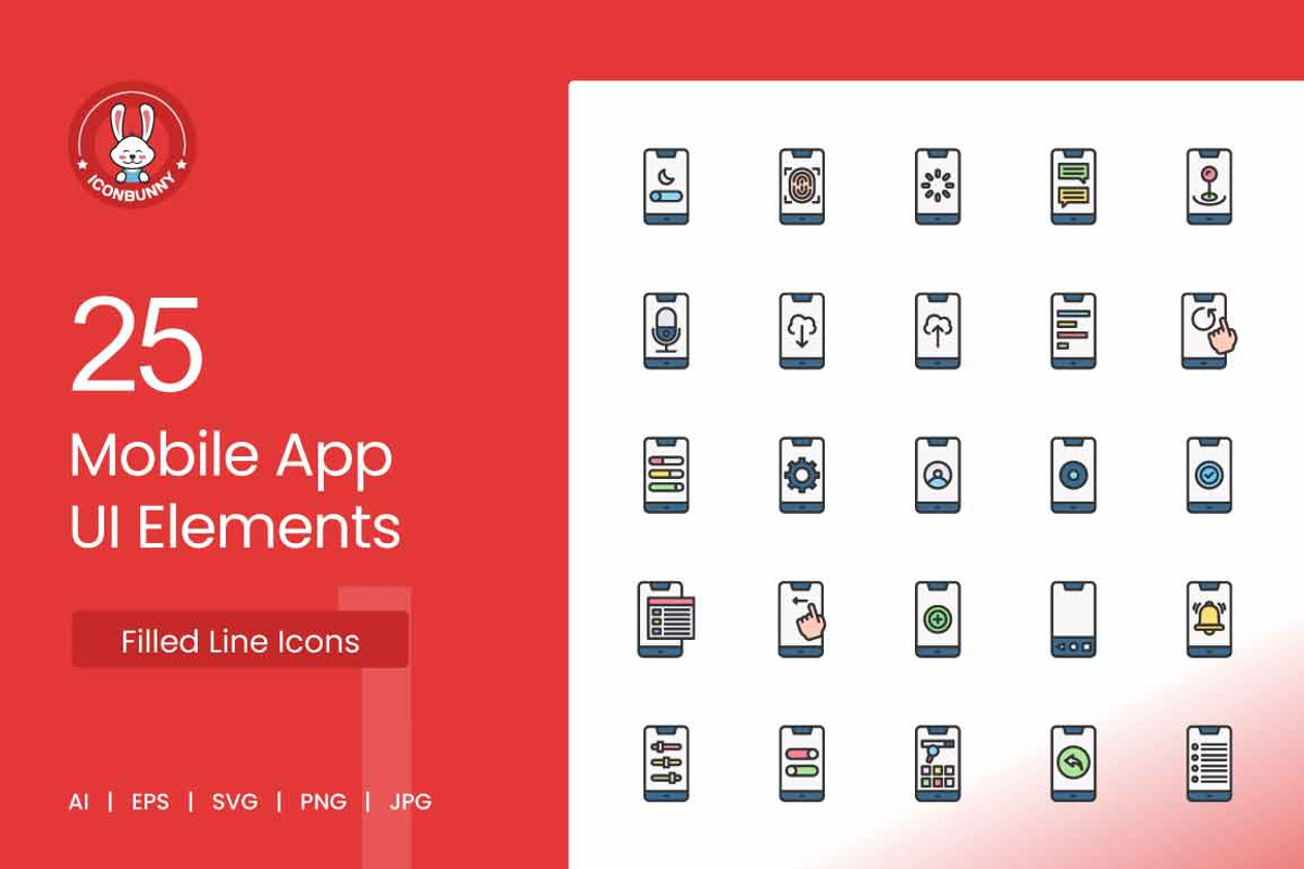 25 Mobile App UI Elements Filled, an Icon by IconBunny (Photo 1 of 2)