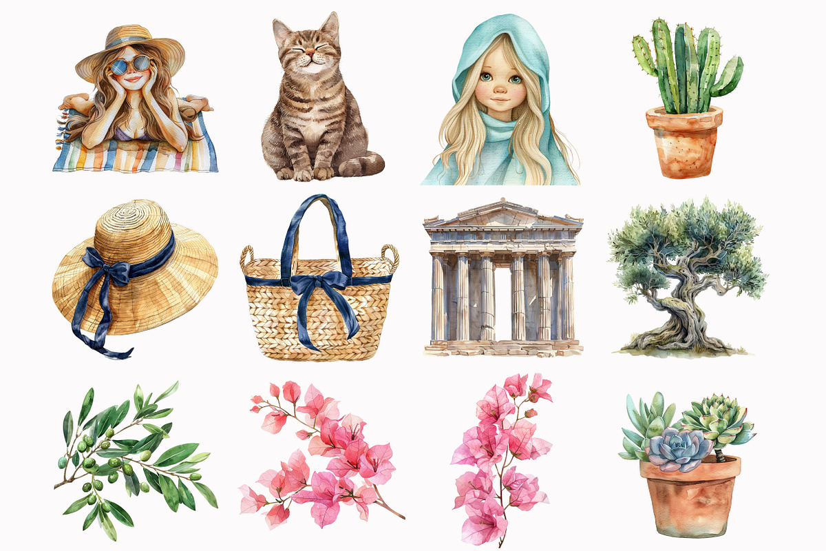 Greek Vacation Clipart, an Illustration by Design Market (Photo 5 of 7)