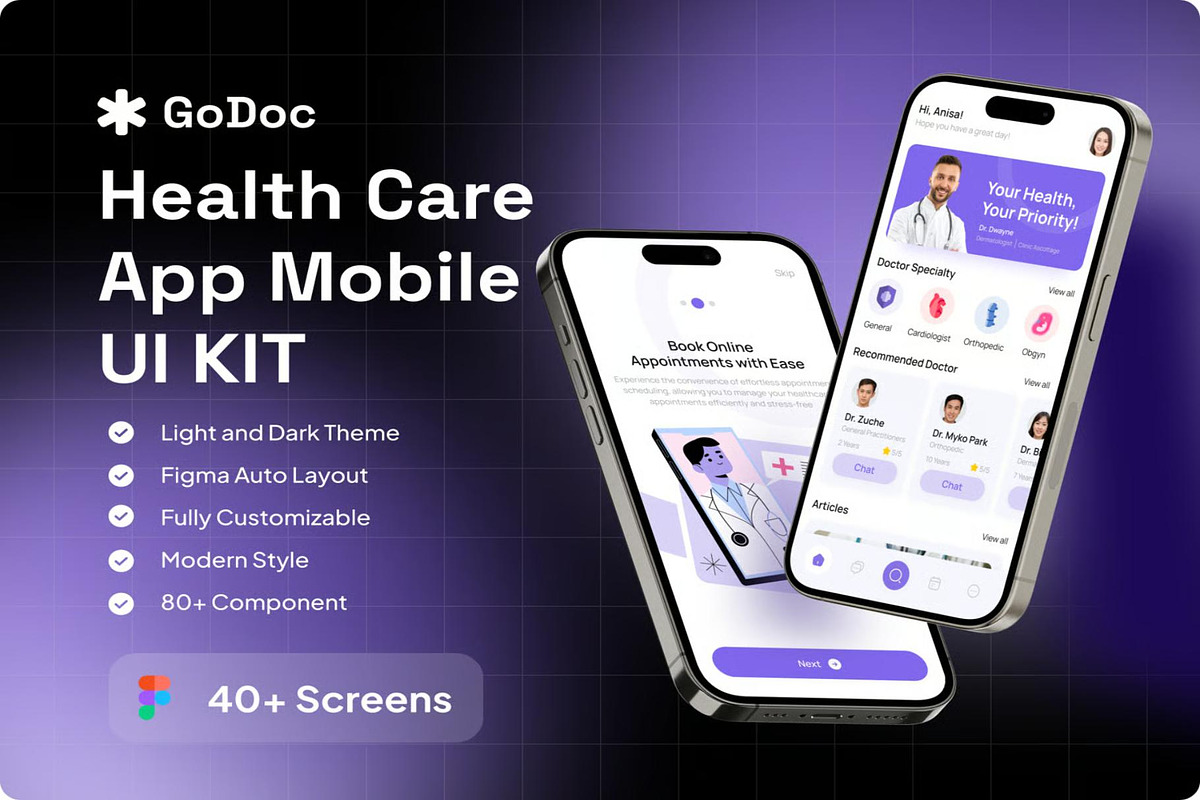 GoDoc Health Care App Mobile UI KIT, an UI Kit Template by Lumina_ui_ux202 (Photo 1 of 7)