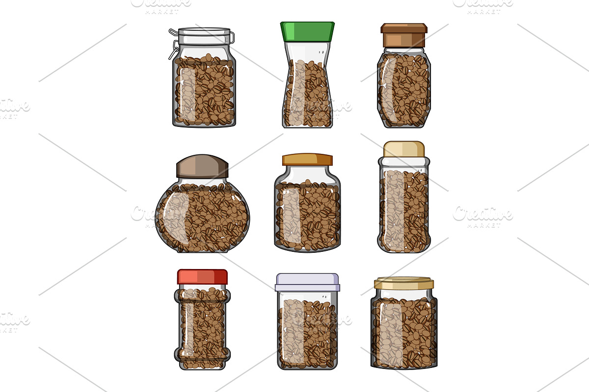 coffee jar set cartoon vector, an Object Illustration by pikepicture