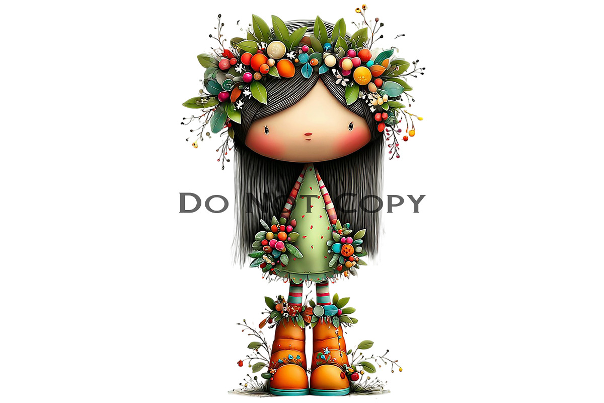 Quirky Christmas Cute Girl Clipart, an Illustration by Craft Nest (Photo 8 of 8)