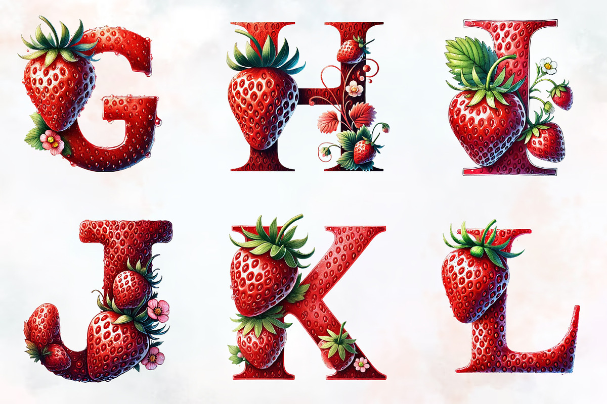 Spring strawberry Alphabet clipart, an Illustration by RobertsArt (Photo 2 of 7)