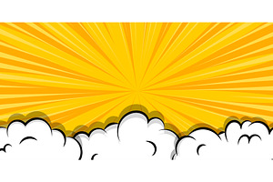 Cartoon puff cloud yellow background