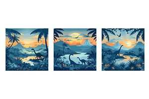 Dinosaurs landscape cartoon vector, an Animal Illustration by Stock-Smart-Start