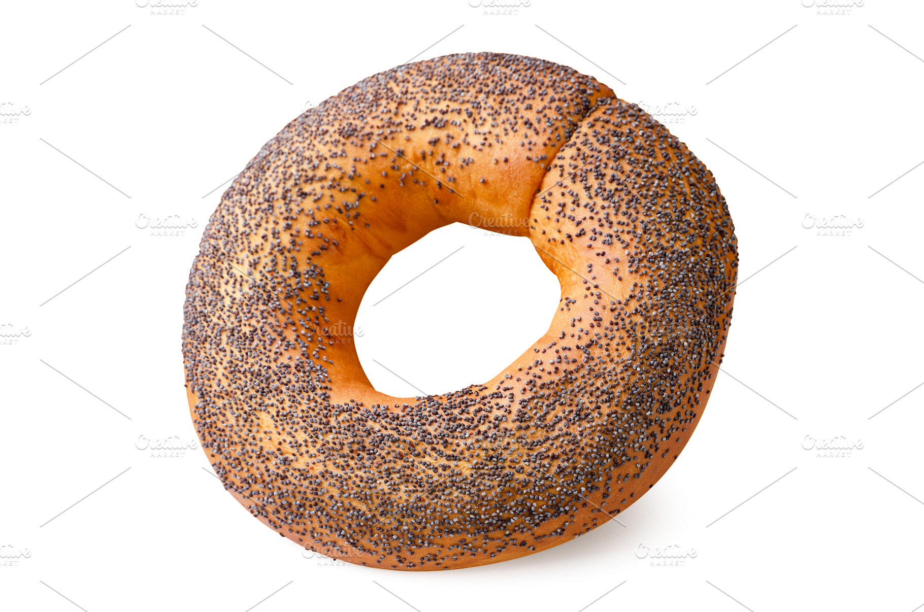 Bagel with poppy seeds close-up on a, a Food & Drink Photo by innakreativ
