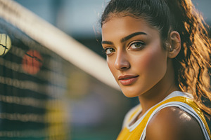 Girl by volleyball net, a Photo by Beautiful things