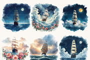 Watercolor Dream Ships Clipart, a Transportation Illustration by Design Scotch (Thumbnail 2 of 8)