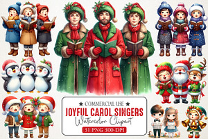 Joyful Carol Singers Christmas Png, an Illustration by RobertsArt