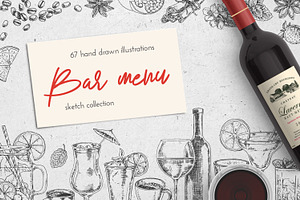 Set of sketches for the bar menu