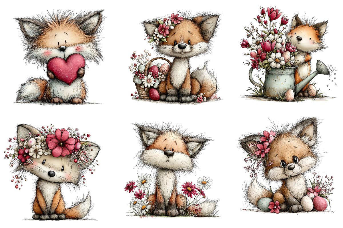 Whimsical Easter Fox Clipart, an Illustration by Dream Creation (Photo 4 of 6)