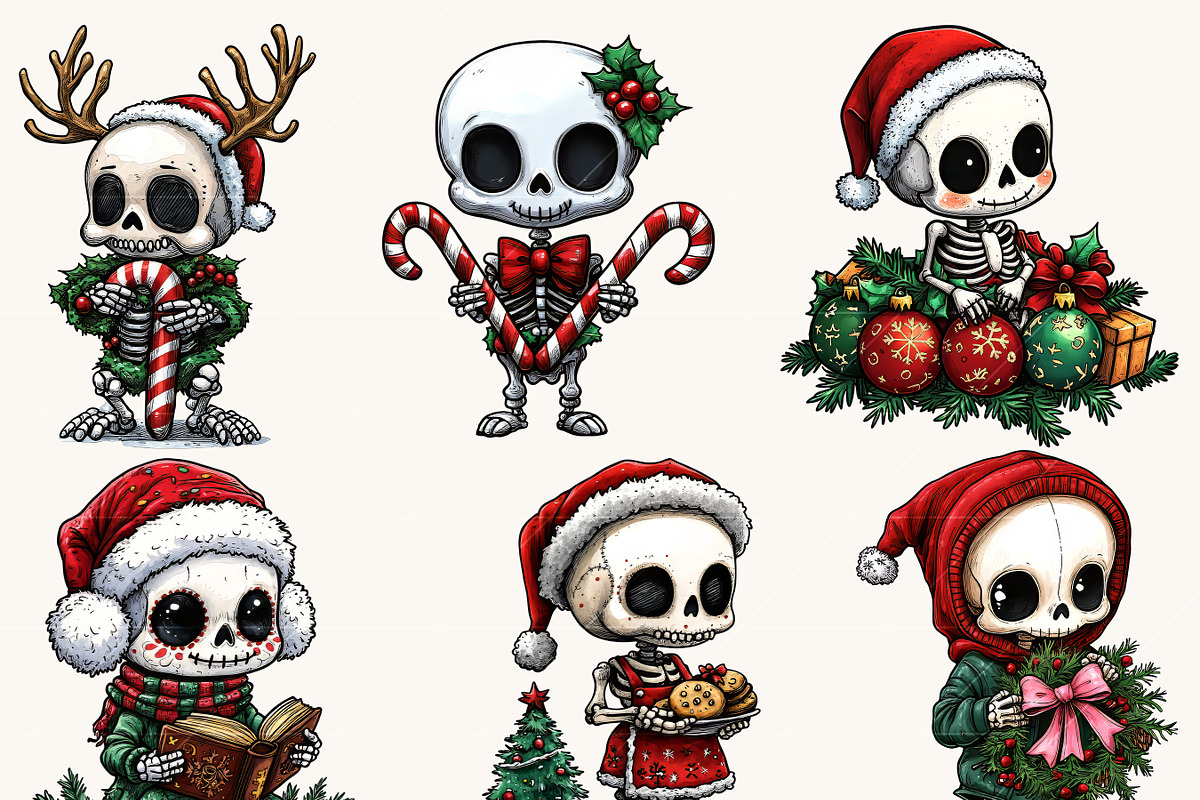 Funny Skeleton Christmas Clipart, a Seasonal Illustration by Design Scotch (Photo 5 of 8)