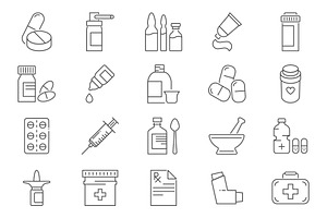 Drugs icons set