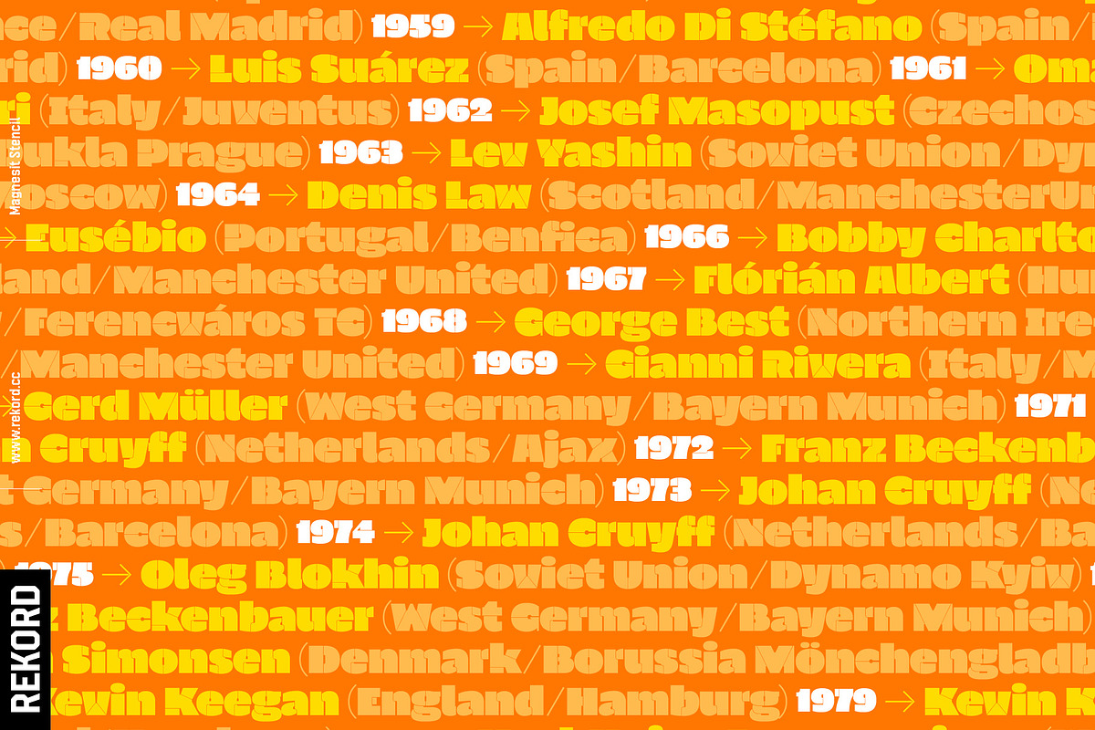 Magnesit Stencil Display Fonts, a Sans Serif Font by REKORD (Photo 7 of 14)