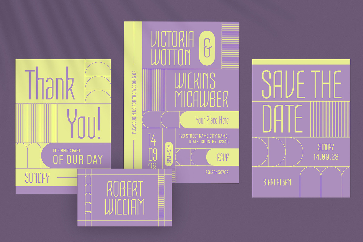 Modern Art Deco Wedding Invitation, an Invitation Template by Aiyari Graphic (Photo 2 of 3)