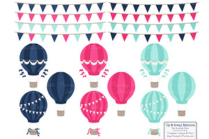 Navy & Hot Pink Hot Air Balloons