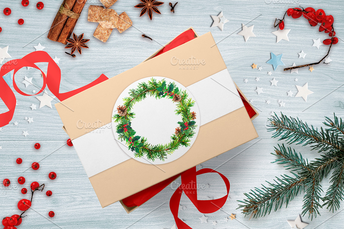 Christmas wreath PNG. Watercolor, an Illustration by Where summer is (Photo 2 of 2)
