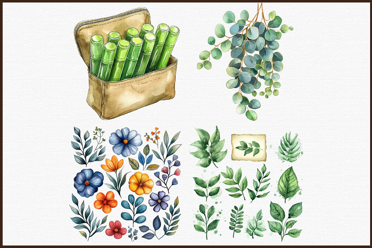 Watercolor Green Planner Clipart, an Illustration by Sublimation Artist (Photo 3 of 6)
