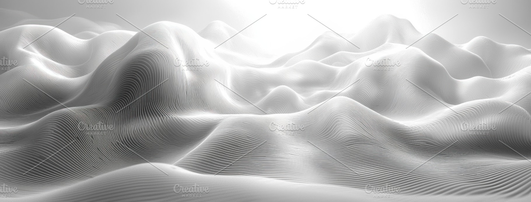 Futuristic white abstract landscape of flowing waves with smooth, an Abstract Photo by José Manuel Gelpi