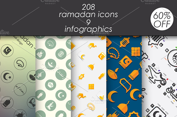 Ramadan 208 Icons. 9 Infographics