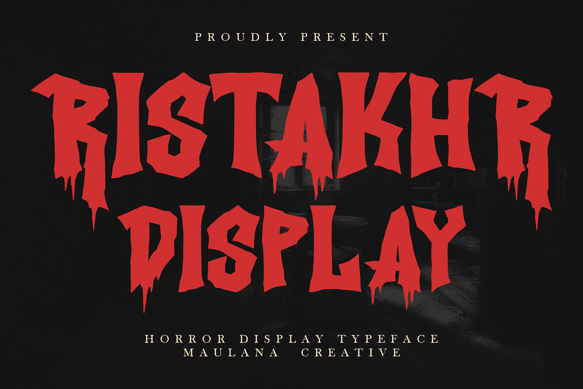 Ristakhr Horror Display Typeface, a Sans Serif Font by Maulana Creative (Photo 1 of 7)