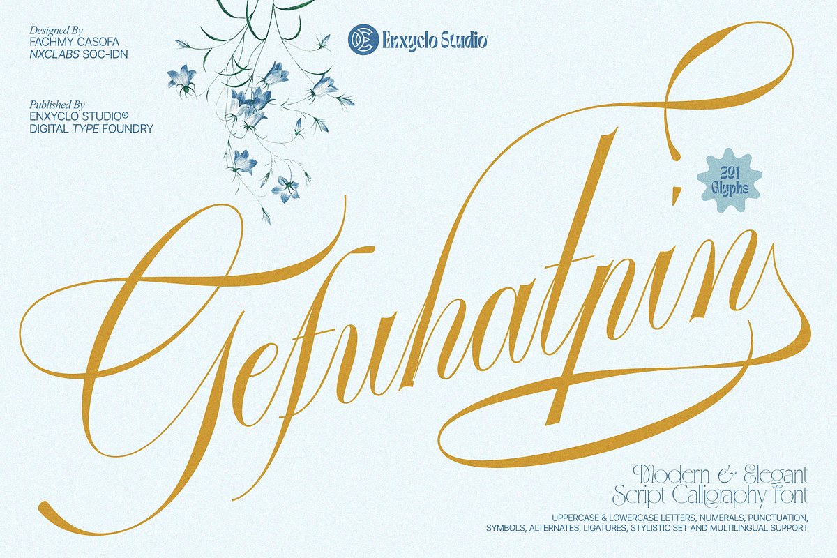 GEFUHATPIN — Elegant Calligraphy, a Script Font by Enxyclo Studio (Photo 1 of 23)