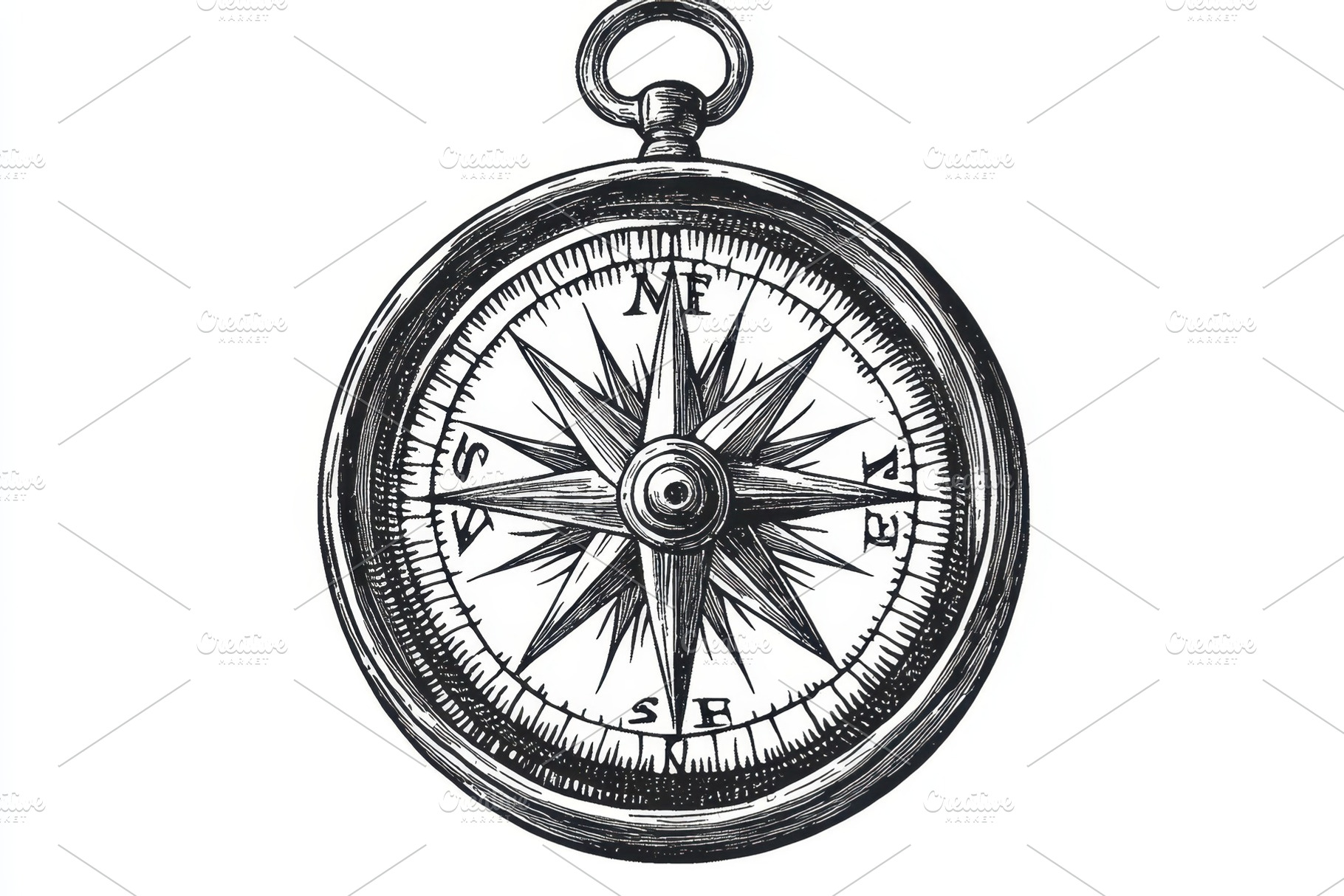 Antique compass in vintage engraving, a Photo by Pavel_design