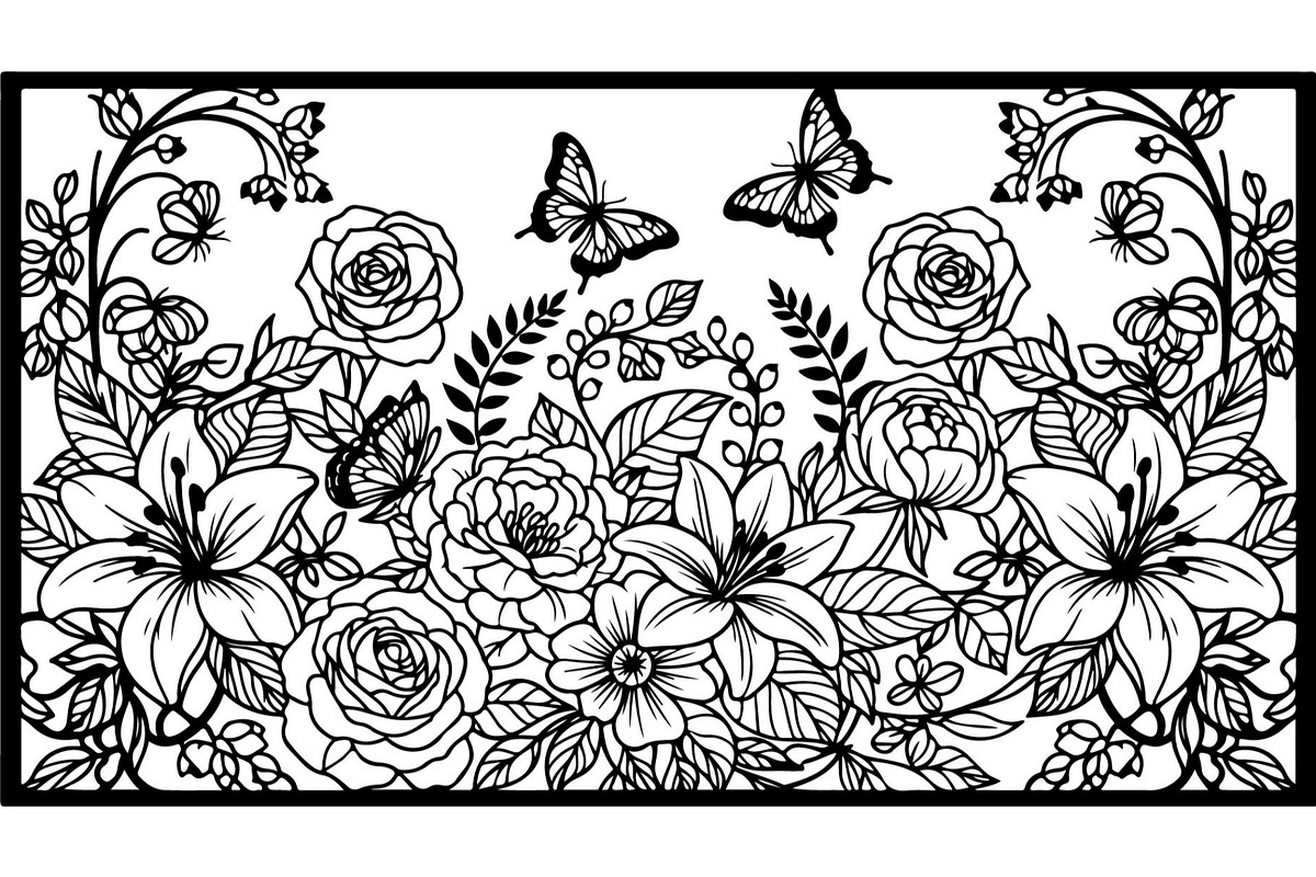 Decorative Floral Panel Vector Set, a Decorative Illustration by Designer_Momina (Photo 17 of 20)