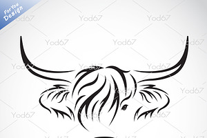 Vector of highland cow head design., an Animal Illustration by yod67
