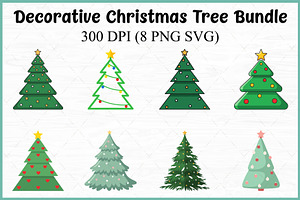 Christmas Trees Vector Clipart Set, a Seasonal Illustration by Gfx Expert Team