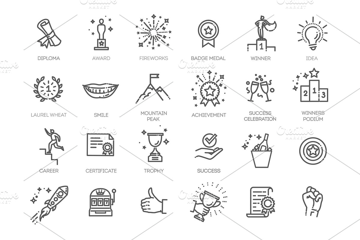Success, Awards, Achievement element, an Outline Icon by Tettygreen (Photo 2 of 2)