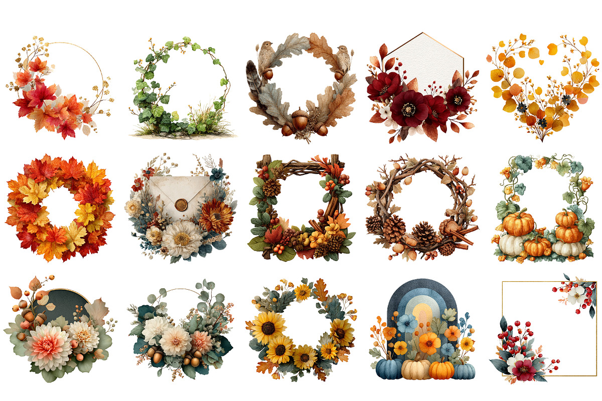 Watercolor Autumn Frames Clipart, an Illustration by Craft Nest (Photo 2 of 4)