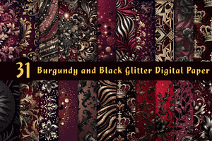 Burgundy and Black Glitter Digital, an Illustration by CreationArt