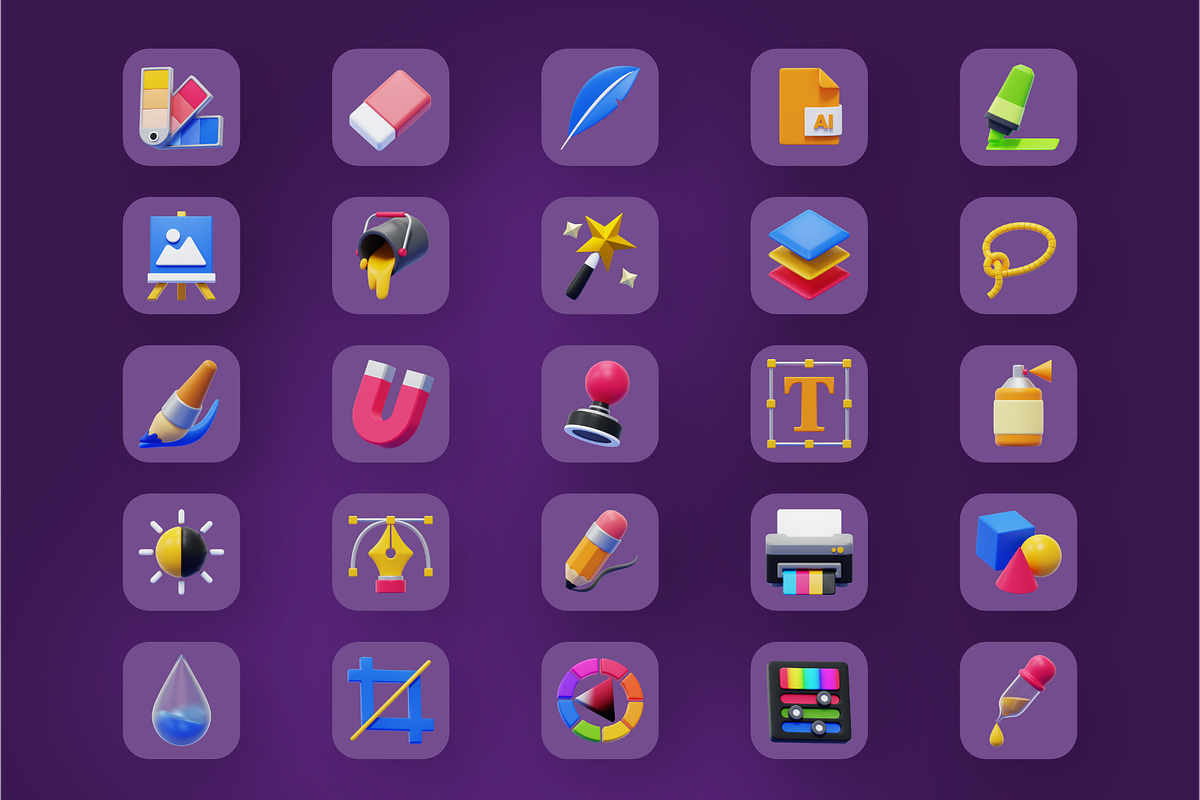 Graphic Designer Tools 3D Icons, an Object 3D Model by mwildancahya (Photo 9 of 10)