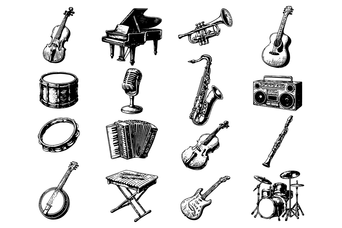 Vintage Music Instruments Collection, an Object Graphic by RT Studio (Photo 2 of 4)