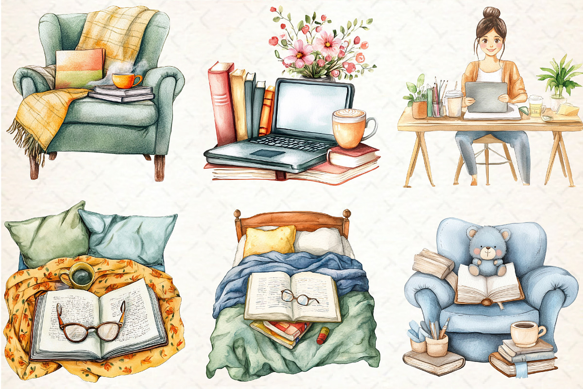 Book Lover Clipart, an Illustration by Libby Wishes (Photo 2 of 5)