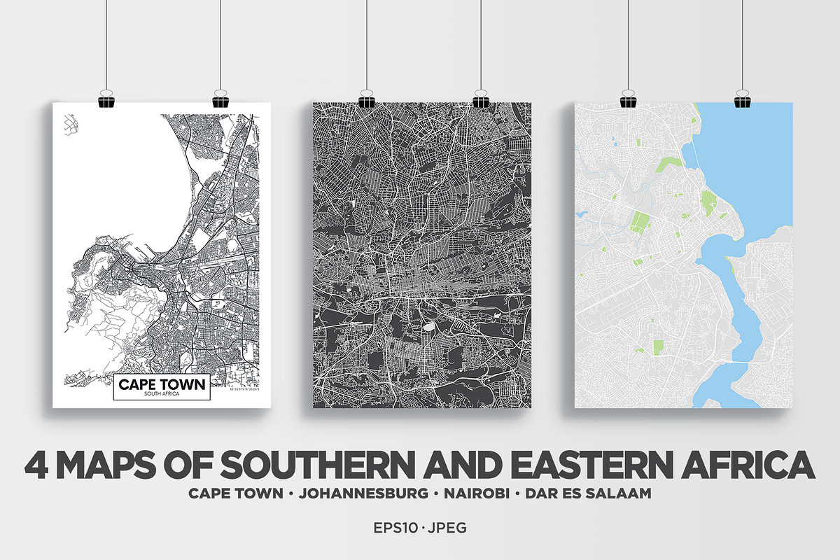 4 maps of Southern and East Africa, an Education Illustration by MaximGertsen (Photo 1 of 8)