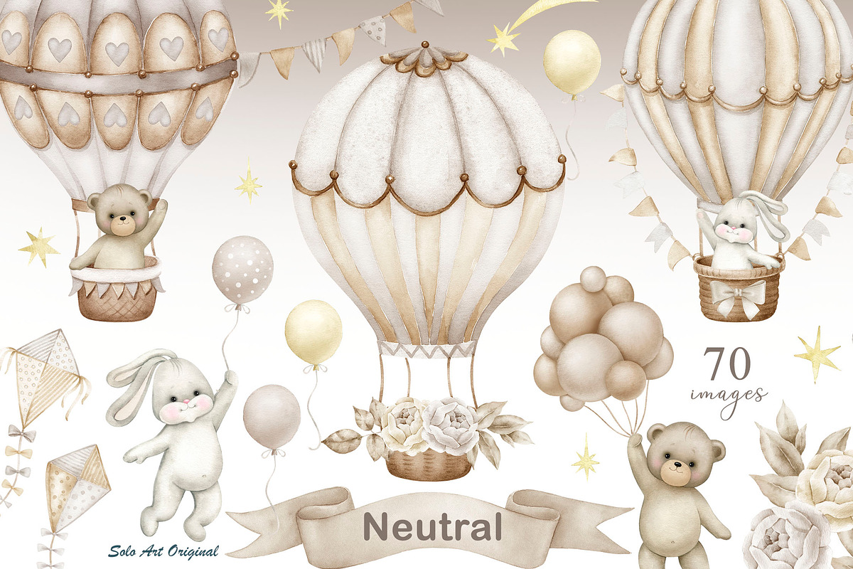 Teddy bear neutral gender clipart., an Animal Illustration by Solo Art Original (Photo 1 of 8)