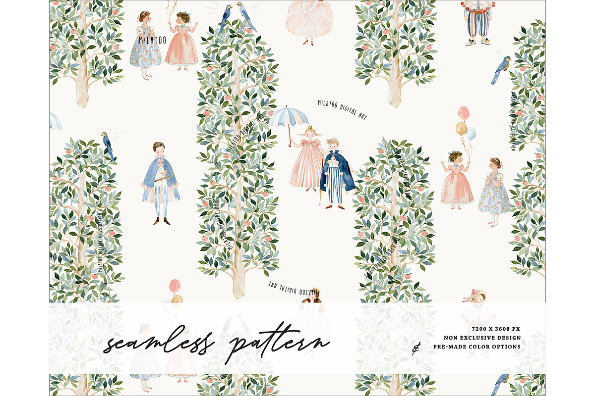 Royal Garden Prince Princess pattern, a Pattern Graphic by Milatoo (Photo 1 of 4)